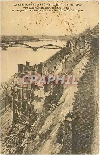 Cartes postales Catastrophe de Lyon St Clair Vue generale du glissement de terrain et perspective du cours d'Her