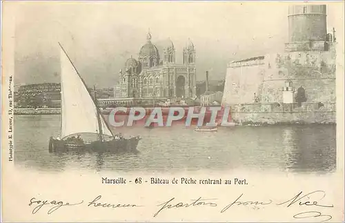 Ansichtskarte AK Marseille Bateau de Peche rentrant au Port Bateau Phare