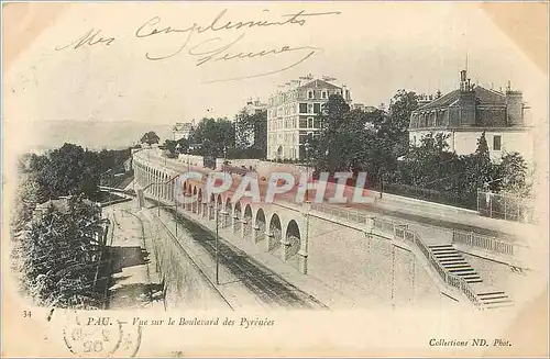 Cartes postales Pau Vue sur le Boulevard des Pyrenees