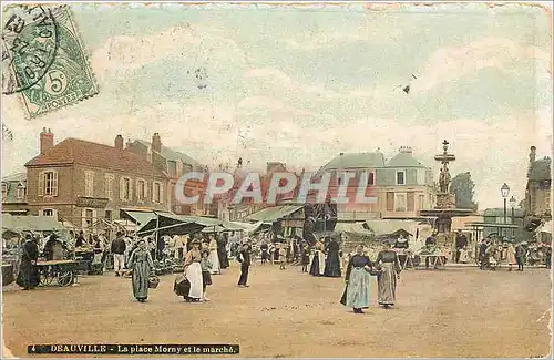 Cartes postales Deauville La place Morny et le marche