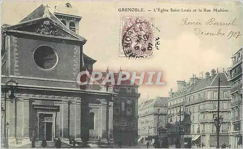 Cartes postales Grenoble L'Eglise Saint Louis et la Rue Moliere