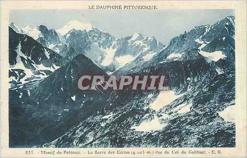 Cartes postales Massif du Pelvoux La Barre des Ecrins vue du Col du Galibier