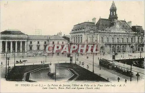 Cartes postales Tours I et L Le Palais de Justice l'Hotel de Ville et la Place cote Sud