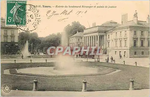 Ansichtskarte AK Tours Entree du Boulevard Beranger et palais de justice Tramway