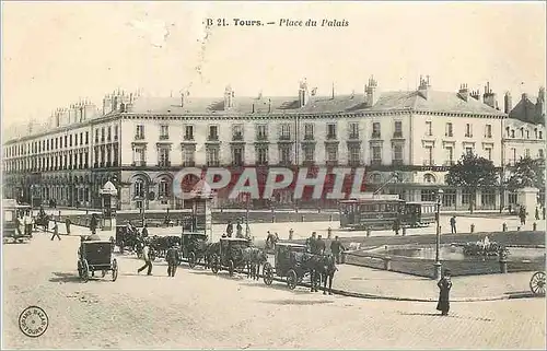 Ansichtskarte AK Tours Place du Palais Tramway