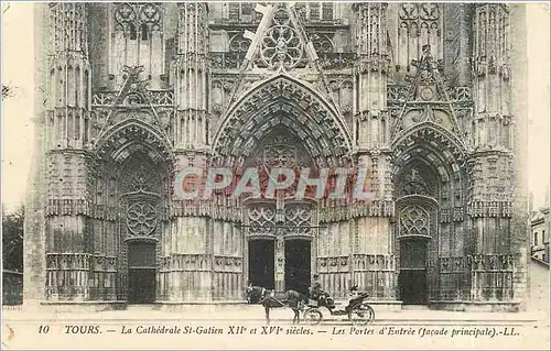 Cartes postales Tours La Cathedrale St Gatien Les Portes d'Entree facade principale