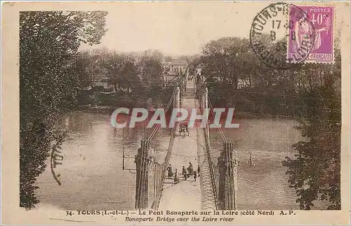 Cartes postales Tours I et L Le Pont Bonaparte sur la Loire cote Nord