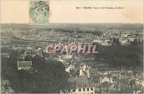 Cartes postales Tours Vue a vol d'oisseau la Gare