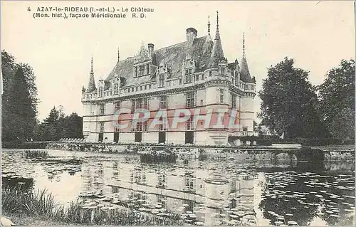 Cartes postales Azay le Rideau Le Chateau facade Meridionale