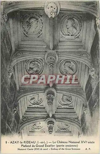 Cartes postales Azay le Rideau Le Chateau National XVI siecle Plafond du Grand Escalier