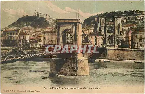 Ansichtskarte AK Vienne Pont suspendu et Quai du Rhone