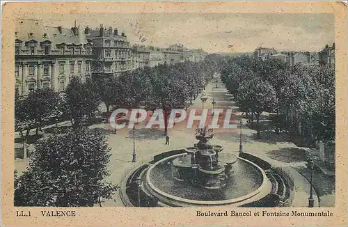 Cartes postales Valence Boulevard Bancel et Fontaine monumentale