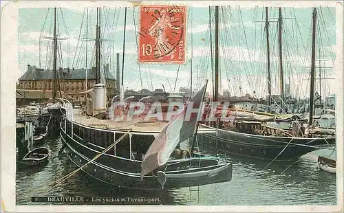 Cartes postales Deauville Les yachts et l'avant pont Bateaux