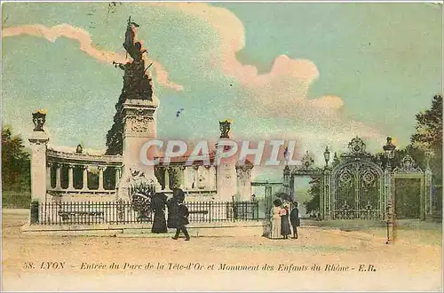 Cartes postales Lyon Entree du Parc de la Tete d'Or et Monument des Enfants du Rhone