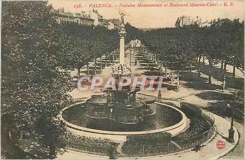 Ansichtskarte AK Valence Fontaine Monumentale et Boulevard Maurice Clerc