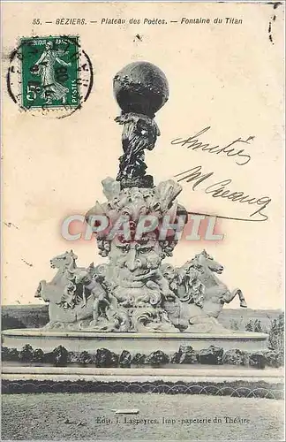 Ansichtskarte AK Beziers Plateau des Poetes Fontaine du Titan