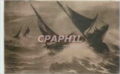 Cartes postales Marseille Barque de peche en mer Bateau