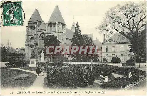 Cartes postales Le Mans Notre Dame de la Couture et Square de la Prefecture