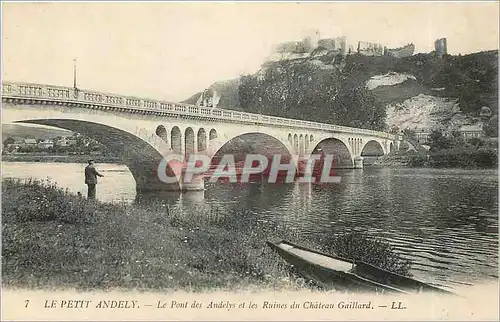 Ansichtskarte AK Le Petit Andely Le Pont des Andelys et les Ruines du Chateau Gaillard Peche Pecheur