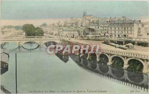 Cartes postales La Sarthe et Le Mans Vue prise du Quai de l'Amiral Lalande Train