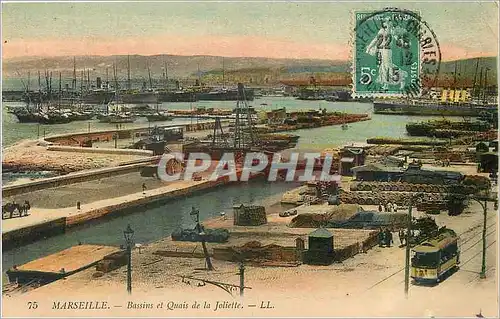 Cartes postales Marseille Bassins et Quais de la Joliette Tramway Bateaux