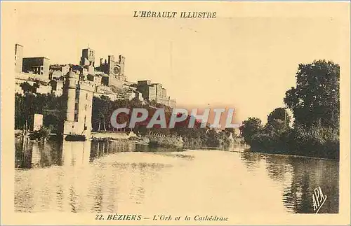 Cartes postales L'Herault Illustre Beziers L'Orb et la Cathedrale