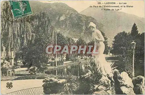 Cartes postales Luchon Le Lac du Parc de l'Etablissement et la Statuz Vallee du Lys
