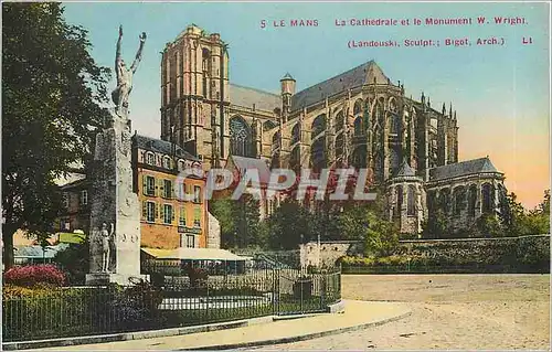 Ansichtskarte AK Le Mans La Cathedrale et le Monument W Wright