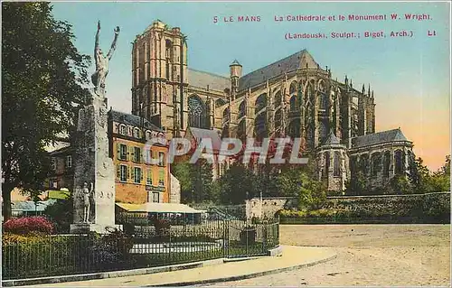 Cartes postales Le Mans La Cathedrale et le Monument W Wright