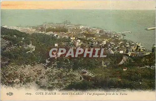 Cartes postales Cote d'Azur Monte Carlo Vue plongeante prise de la Turbie