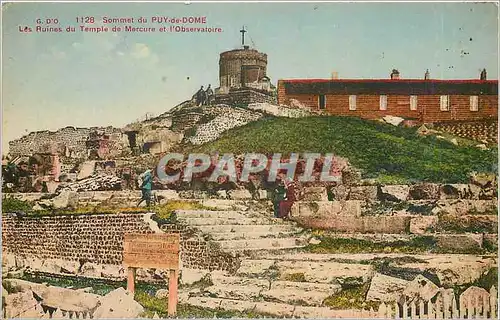 Cartes postales Sommet du Puy de Dome Les Ruines du Temple de Marcure et l'Observatoire