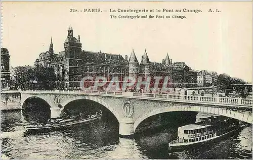 Ansichtskarte AK Paris La Conciergerie et le Pont au Change Bateaux