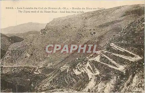 Cartes postales Les Lacets du Col de Braus AM Route de Nice en Italie