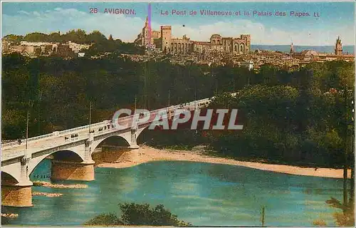 Cartes postales Avignon Le Pont de Villeneuve et le Palais des Papes