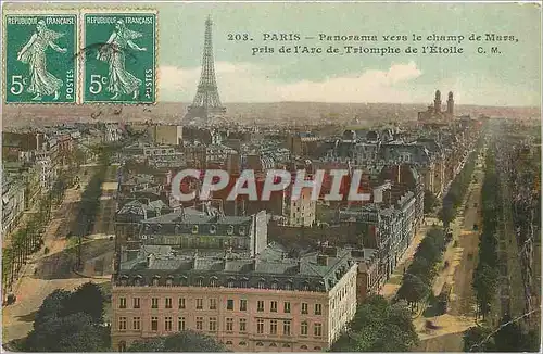 Ansichtskarte AK Paris Panorama vers le champ de Mars pris de l'Arc de Triomphe de l'Etoile Tour Eiffel