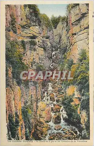 Cartes postales Les Grands La Route en a pic et les Cascades de la Vernaison