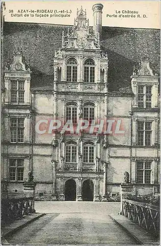 Cartes postales Azay le Rideau L et L Detail de la facade principale Le Chateau Porte d'Entree