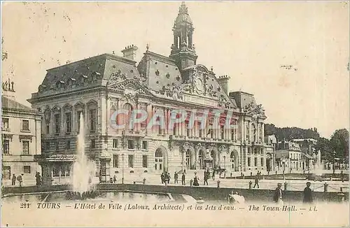 Ansichtskarte AK Tours L'Hotel de Ville et les Jets d'Eau