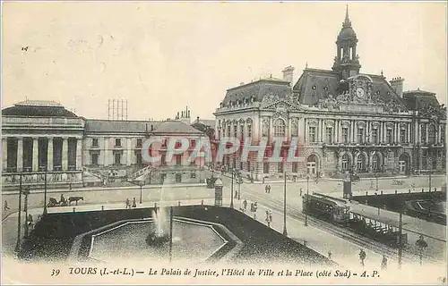 Cartes postales Tours L et L Le Palais de Justice l'Hotel de Ville et la Place Cote Sud