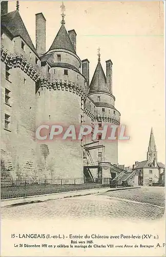 Cartes postales Langeais L et L Entree du Chateau avec Pont levis