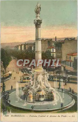 Cartes postales Marseille Fontaine Cantini et Avenue du Prado