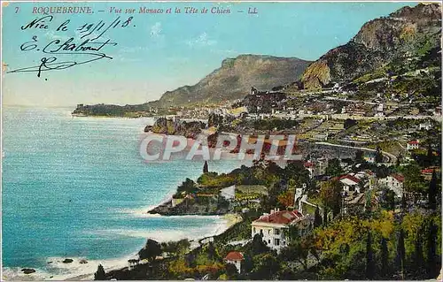 Cartes postales Roquebrune Vue sur Manaco et la Tete de Chien