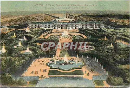 Cartes postales Versailles Panorama du Chateau et des Jardin