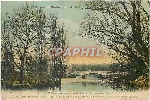 Cartes postales Besancon Historique Le Doubs et l'Ile des Moineaux vus de la Promenade Micaud