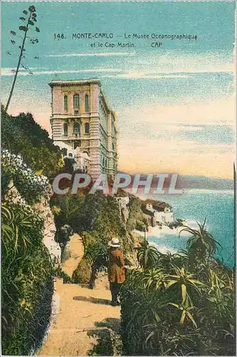 Ansichtskarte AK Monte Carlo Le Musee Oceanographique et le Cap Martin