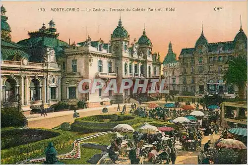 Cartes postales Monte Carlo Le Casino Terrasse du Cafe de Paris et l'Hotel