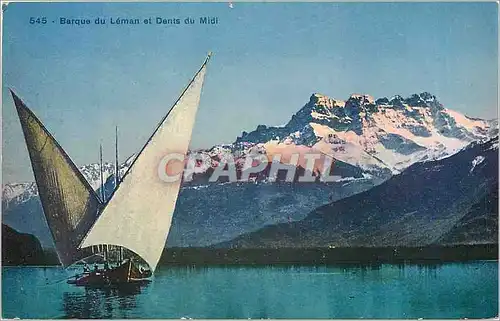 Cartes postales Barque du Leman et Dents du Midi Bateau