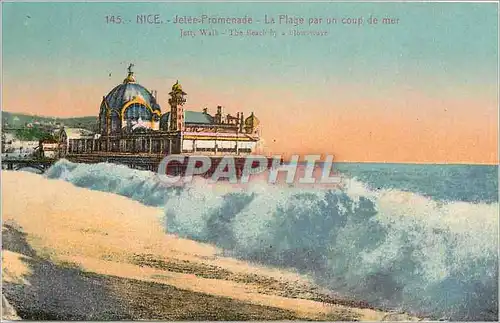 Cartes postales Nice Jetee Promenade La Plage par un cuoup de mer