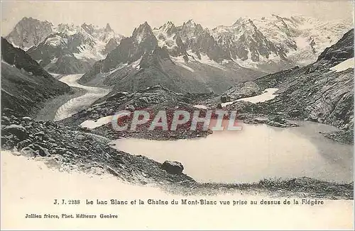 Cartes postales Le Lac Blanc et la Chaine du Mont Blanc vue prise au dessus de la Flegere