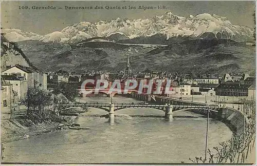 Ansichtskarte AK Grenoble Panorama des Quais et les Alpes